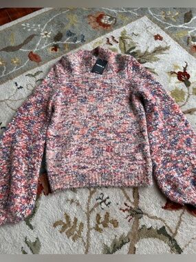 Forever 21 Multicolor Bouclé Crewneck Sweater - Pink, Navy & Coral
